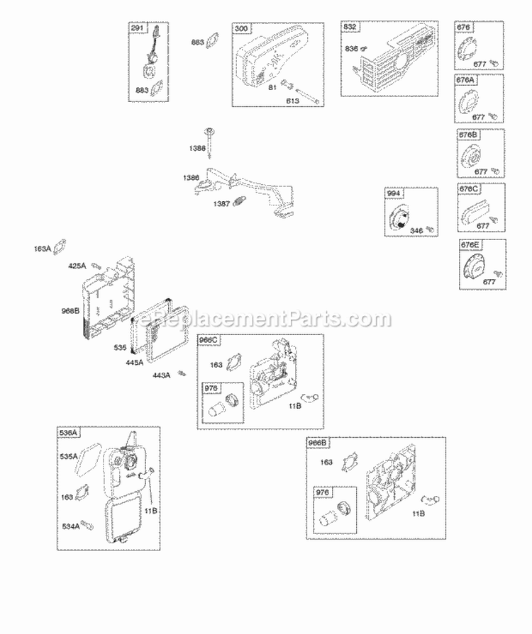 Air Cleaner Exhaust System Governor Spring Diagram and Parts List for 126L02-0132-F1  Briggs and Stratton Engine